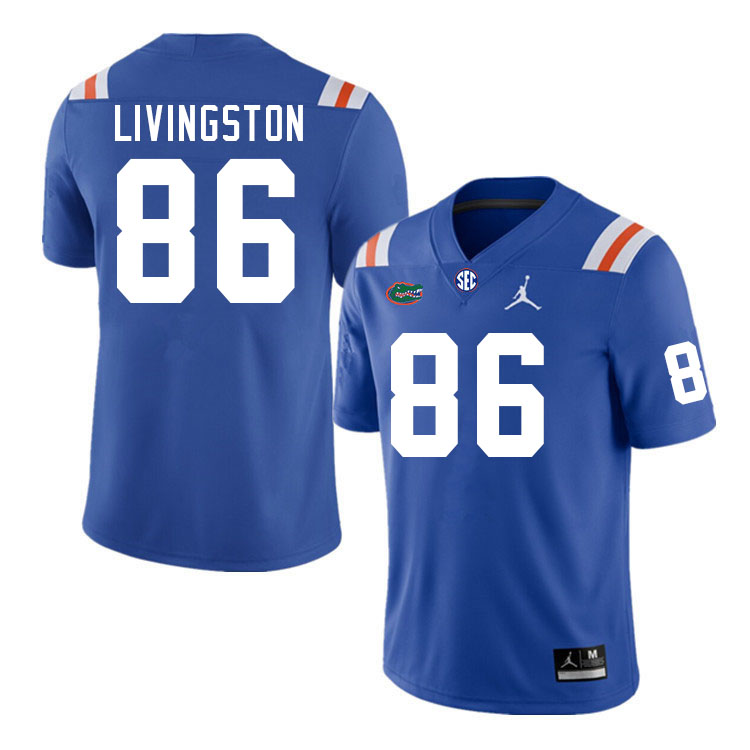 Men #86 Tony Livingston Florida Gators College Football Jerseys Stitched-Retro